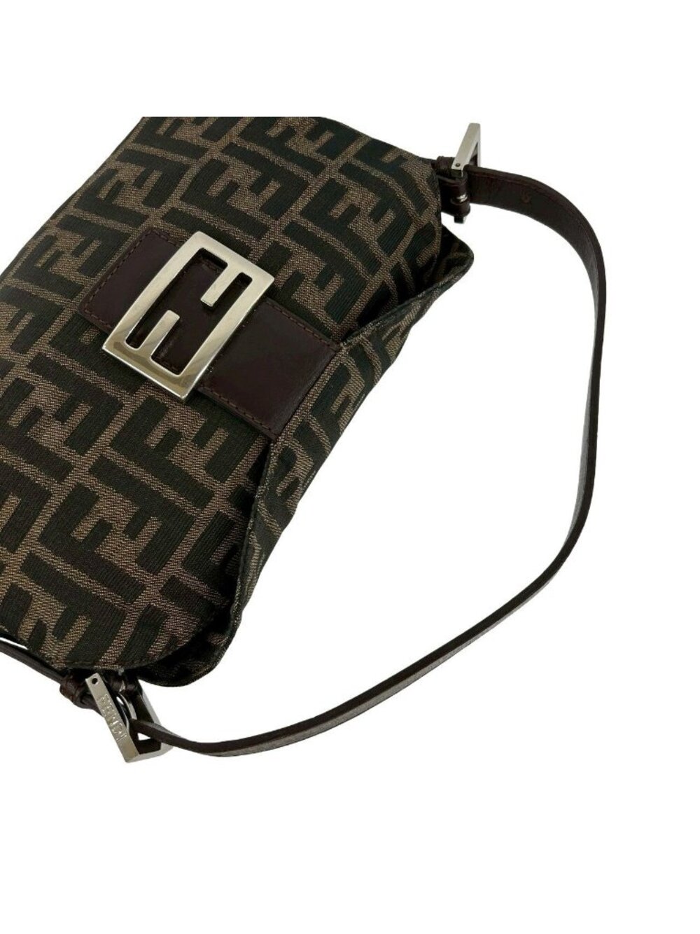 ★SOLD★ Fendi Zucca FF Logo Canvas Leather Shoulder Bag Brown - Picture 4 of 10